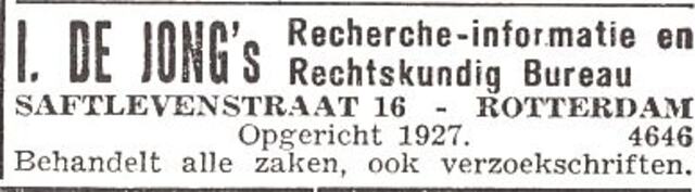 Advertentie van Israël de Jong