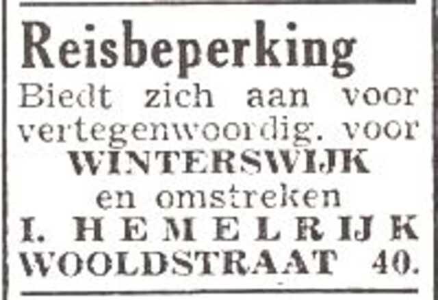 Advertentie van Isidor Hemelrijk
