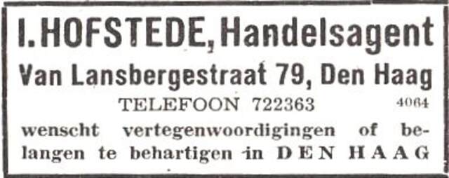 Advertentie van Isaäc Hofstede