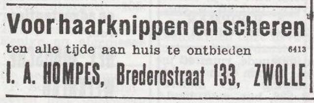 Advertentie van Isaac Abraham Hompes