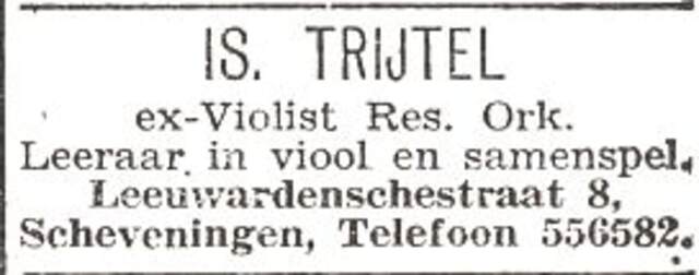Advertentie van Isaäc Trijtel