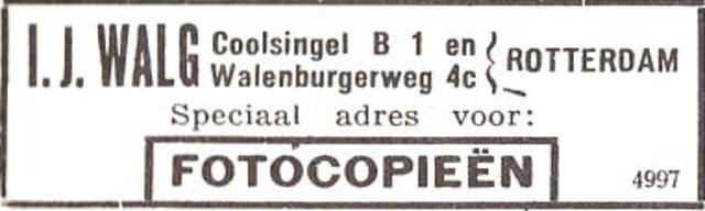Advertentie van Izaak Jozef Walg