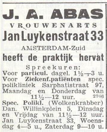 Advertentie van de heer Joseph Abas