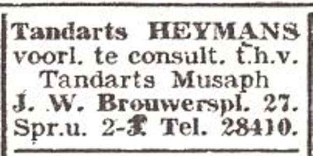 Mededeling van de tandartsen Heymans en Musaph
