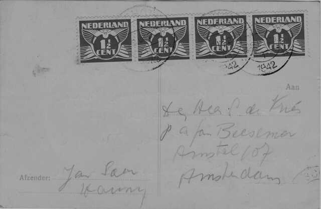 Postcard Johan de Vries