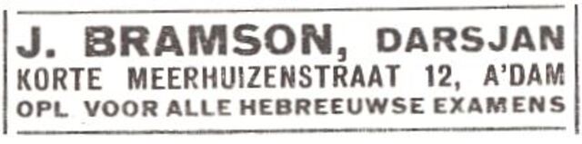 Advertentie van Jacob Bramson