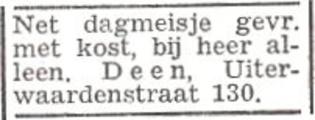 Advertentie van Jacob Deen