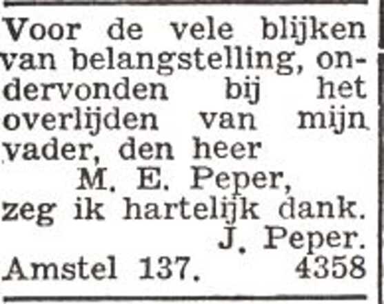 Dankbetuiging van Jeannette Peper