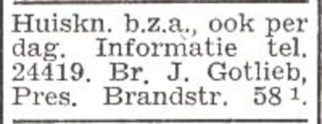 Advertentie van Jacob Gottlieb