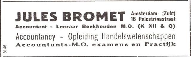 Advertentie van Joel Bromet