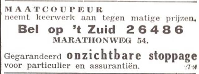 Advertentie van kleermaker Joseph Granade