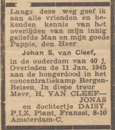 Johan van Cleef Waarheid 29-09-1945