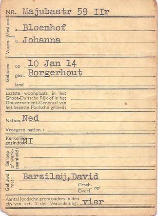 Proof of registration Johanna Bloemhof