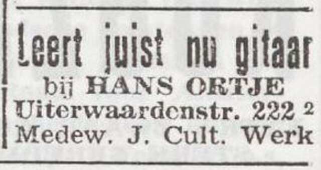 Advertentie van Johan Ortje