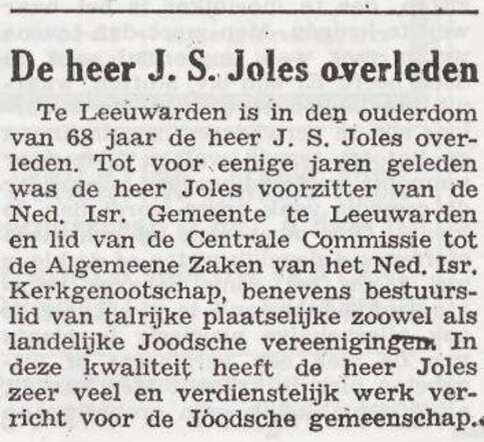 In memoriam Joël Samuel Joles