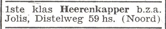 Advertentie van Willem Jolis