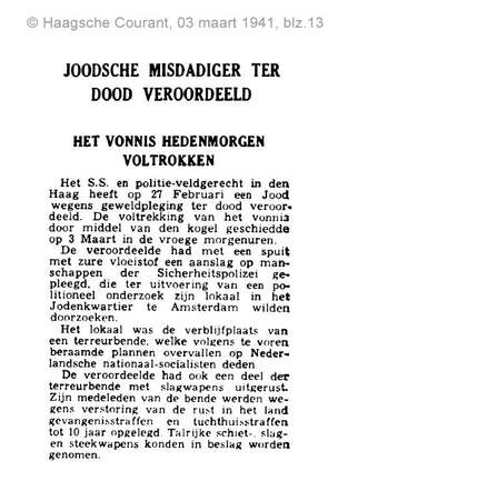 Joodsche Misdadiger Ter Dood Veroordeeld