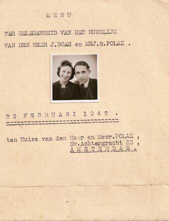 Marriage card Joseph Boas
