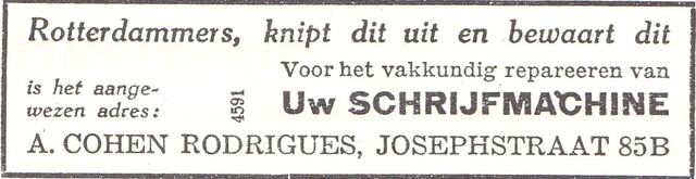 Advertentie van Aäron Cohen Rodrigues