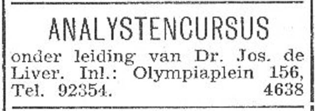 Advertentie van dr. Joseph de Liver