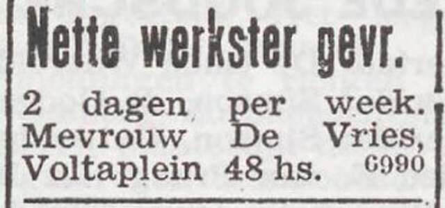 Advertentie van het gezin De Vries