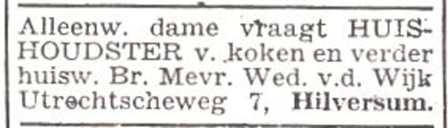 Advertentie van mw. Judik van der Wijk-de Leeuw