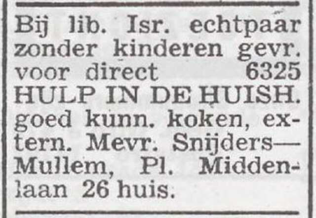 Advertentie van Judith Snijders-Mullem