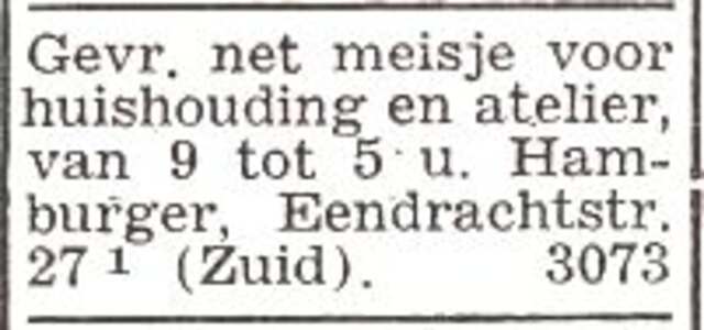 Advertentie van Judith van Amstel-Hamburger