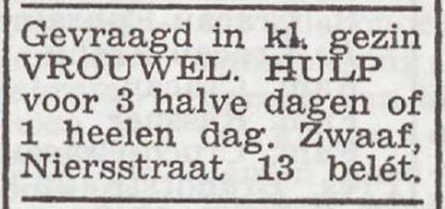 Advertentie van het gezin Jacob Zwaaf