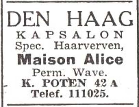 Advertentie van kapster Aaltje de Leeuw-Polak