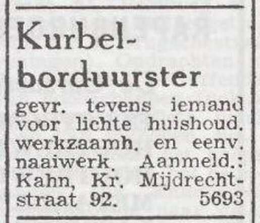 Advertentie van Karola Ruth Kahn-Voss