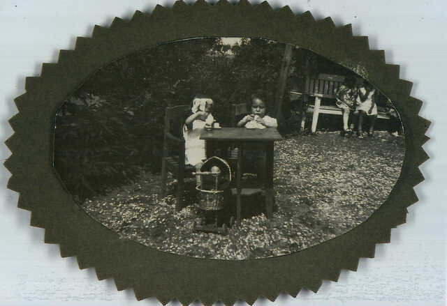 Johanna Sara (Nannie) Kaufman (right) in the garden with the girl next door