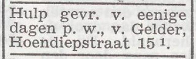 Advertentie van Keetje van Gelder-Joachimsthal