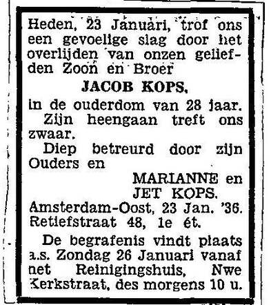 Het overlijden van Jacob Kops