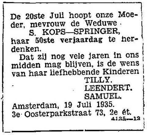 50ste verjaardag Saartje Kops-Springer