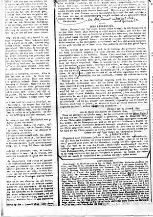 krantenartikel mbt overlijden Wubbina Engers, het eerste kind van dit echtpaar 1840