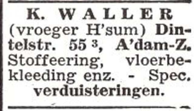 Advertentie van Kurt Josef Waller