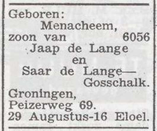 Bekendmaking van de geboorte van Menachem de Lange