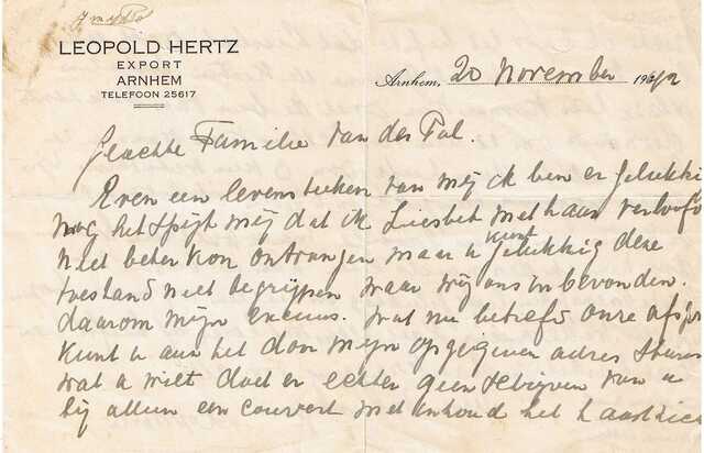 Letter Leopold Hertz