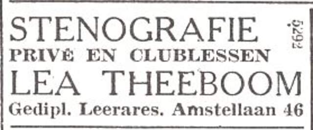Advertentie van mw. Lea Theeboom