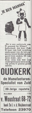 Advertentie van het gezin Leendert Oudkerk