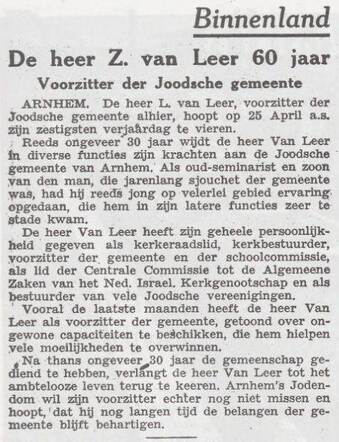 Viering van de zestigste verjaardag van Zadok van Leer