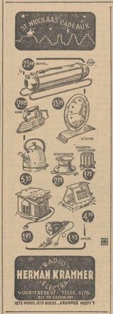 Leeuwarder Nieuwsblad, goedkoop adv. blad, 25 november 1938, dag, pag. 10. Adv. Heiman (Herman) Krammer.