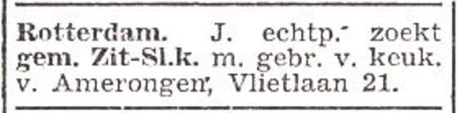 Advertentie van het echtpaar Lena en Louis van Amerongen
