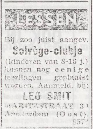 Advertentie van Leo Smit