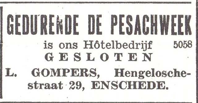 Advertentie van Levie Gompers