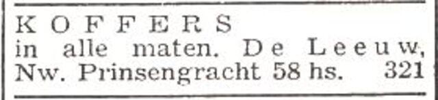 Advertentie van koopman Benjamin Levie de Leeuw