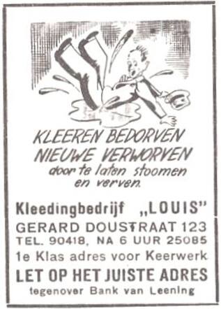 Advertentie van kleermaker Levi van der Sluis