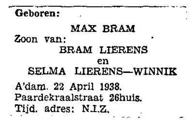 De Geboorte van Max Bram