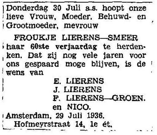 Viering van Froukje's 60ste verjaardag.